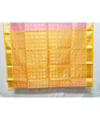 PINK  woven cotton silk saree with blouse 2