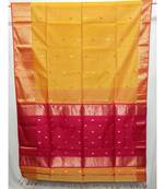 YELLOW  woven cotton silk saree with blouse