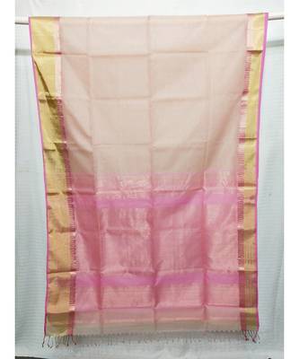 WHITE  woven cotton silk saree with blouse 1