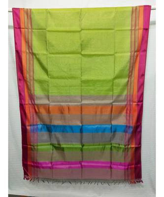GREEN  woven cotton silk saree with blouse 1