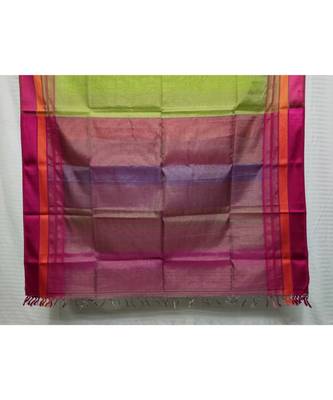 GREEN  woven cotton silk saree with blouse 2
