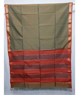 GREY  woven cotton silk saree with blouse 1