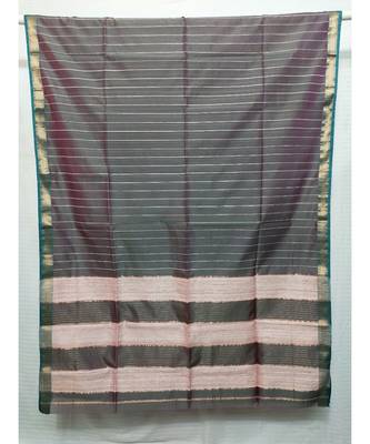 GREY  woven cotton silk saree with blouse 1