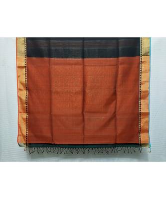 BLACK  woven cotton silk saree with blouse 2