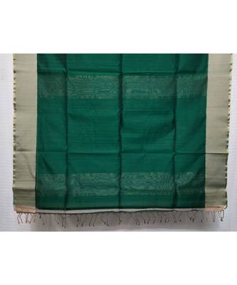GREEN  woven cotton silk saree with blouse 2
