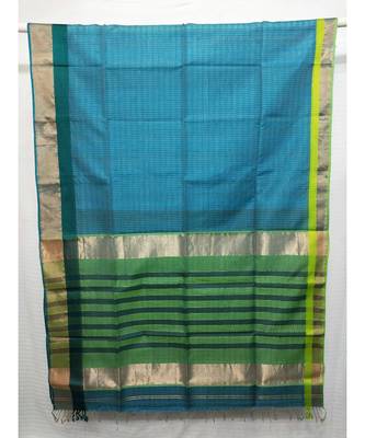 SKY BLUE  woven cotton silk saree with blouse 1