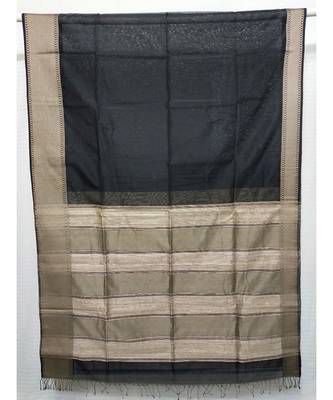 BLACK  woven cotton silk saree with blouse 1