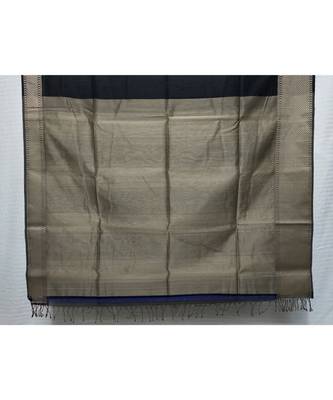 BLACK  woven cotton silk saree with blouse 2
