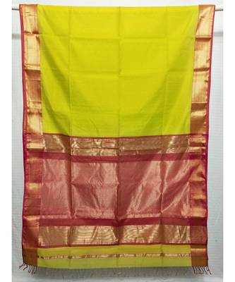 YELLOW  woven cotton silk saree with blouse 1