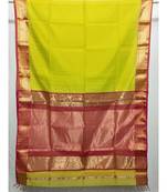 YELLOW  woven cotton silk saree with blouse