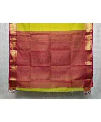 YELLOW  woven cotton silk saree with blouse 2