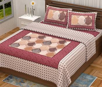 Pink City Fabrcs Unique Design Pure Cotton Jaipuri Bedsheet with 2 Pillow Cover 1