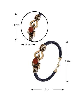 Rudraksha OM Trishul Damroo Designer Oxidized Gold Bahubali Leather Kada Bracelet Unisex Bracelets for Men & Women 1