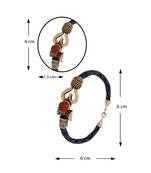Rudraksha OM Trishul Damroo Designer Oxidized Gold Bahubali Leather Kada Bracelet Unisex Bracelets for Men & Women