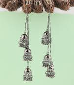 Pretty Silver Black Multi Drop Designer Earrings For Women Girl