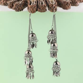 Exclusive Party Wear Silver Black Multi Drop Designer Earrings For Women Girl 1