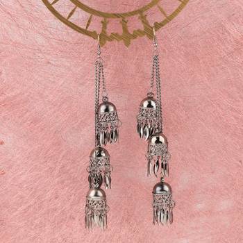 Exclusive Party Wear Silver Black Multi Drop Designer Earrings For Women Girl 2