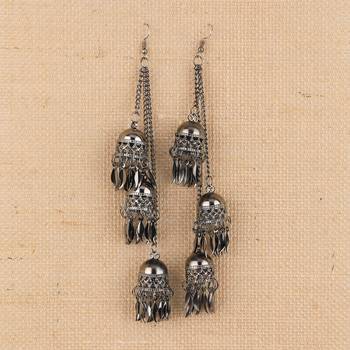 Exclusive Party Wear Silver Black Multi Drop Designer Earrings For Women Girl 4