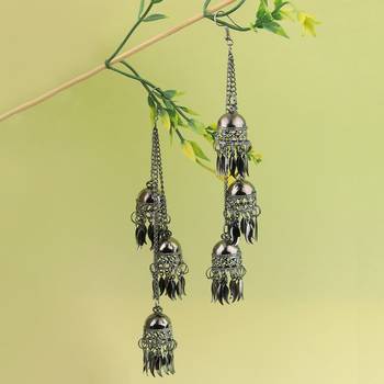 Exclusive Party Wear Silver Black Multi Drop Designer Earrings For Women Girl 5