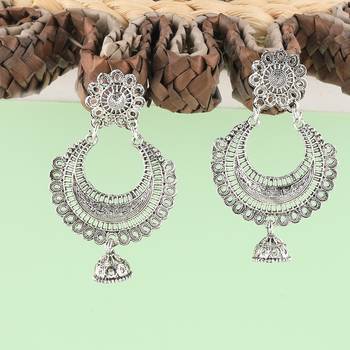 Stylish Party Wear Silver jumki Dangle Earrings For Women Girl 1