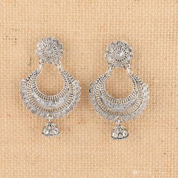Stylish Party Wear Silver jumki Dangle Earrings For Women Girl 4