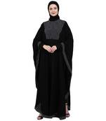 Black Nida Plain Embellished Kaftan Pochampally