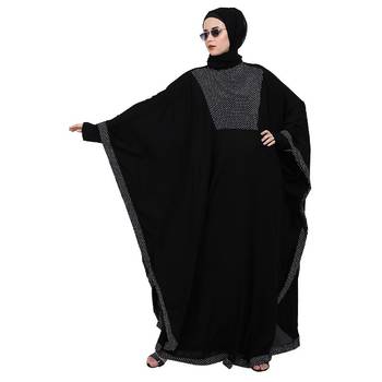 Black Nida Plain Embellished Kaftan Pochampally 2