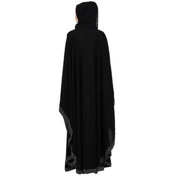 Black Nida Plain Embellished Kaftan Pochampally 3
