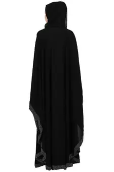 Black Nida Plain Embellished Kaftan Pochampally