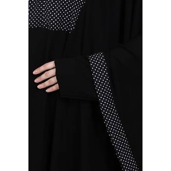 Black Nida Plain Embellished Kaftan Pochampally 4
