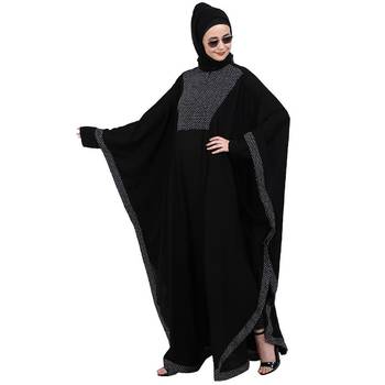 Black Nida Plain Embellished Kaftan Pochampally 6