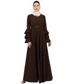 Umbrella abaya with bell sleeves- Coffee Brown