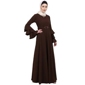 Umbrella abaya with bell sleeves- Coffee Brown 3