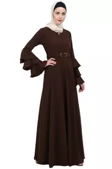 Umbrella abaya with bell sleeves- Coffee Brown