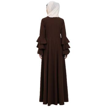 Umbrella abaya with bell sleeves- Coffee Brown 4