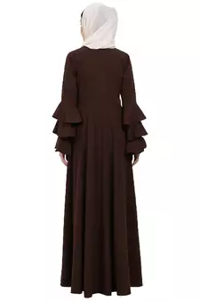 Umbrella abaya with bell sleeves- Coffee Brown