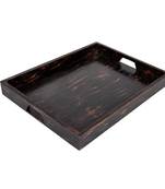 Home Kitchen Decor Wooden Copper Color Hand Painted Serving Tray Diwali Xmas Decorations Gifts 16 x 12 x 2 Inch