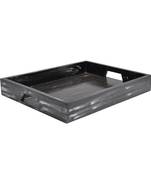 Wooden Silver Hand Painted Dining Table Tea Coffee Serving Tray 13.5 x 10.5 x 2 Inch