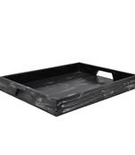 Home Diwali Decor Silver Color Wooden Hand Painted Tea Coffee Serving Trays 16 x 12 x 2 Inch