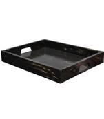 Home Kitchen Golden Wooden Hand Painted Serving Tray 10.5 X 13.5 X 2 Inches