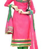 pink  festive cotton unstitched dress-materials