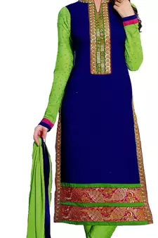 blue  festive silk unstitched dress-materials
