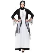 Designer Shrug with Inner abaya- Black-White