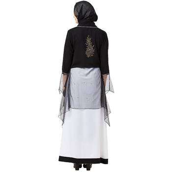 Designer Shrug with Inner abaya- Black-White 4