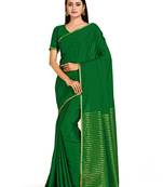 green hand woven crepe saree with blouse