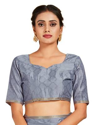 blue hand woven crepe saree with blouse 4