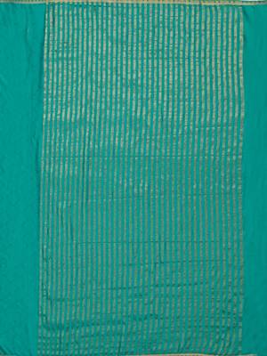 teal hand woven crepe saree with blouse 5