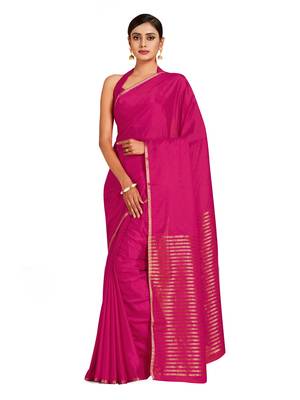 pink hand woven crepe saree with blouse 1