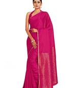 pink hand woven crepe saree with blouse