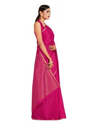 pink hand woven crepe saree with blouse 2